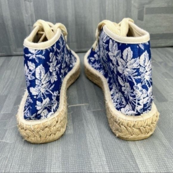 Asos Floral Lace Up Espadrilles Shoes Blue Women Size 9 - Picture 5 of 8